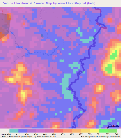 Sehipa,Guinea Elevation Map