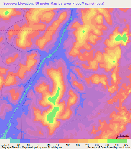 Segueya,Guinea Elevation Map