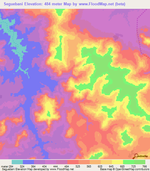 Seguebani,Guinea Elevation Map