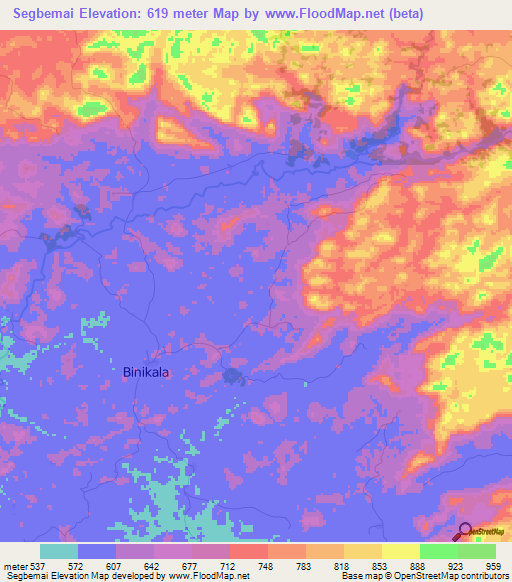 Segbemai,Guinea Elevation Map