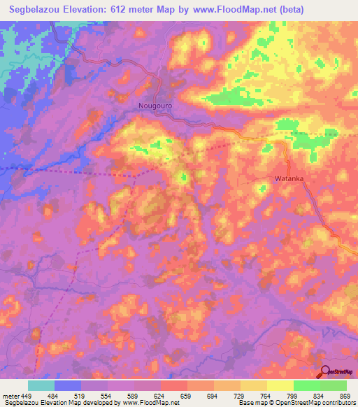 Segbelazou,Guinea Elevation Map