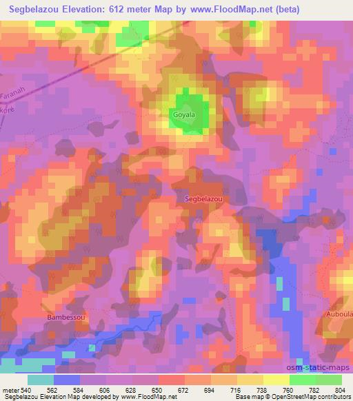 Segbelazou,Guinea Elevation Map