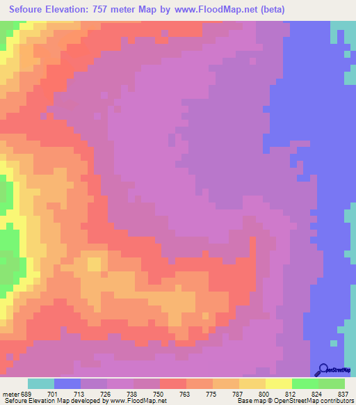 Sefoure,Guinea Elevation Map