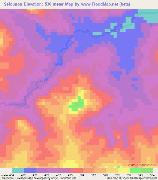 Sefounou,Guinea Elevation Map