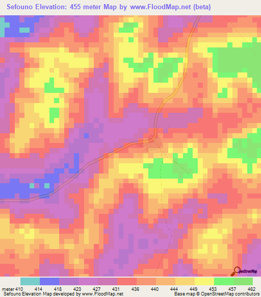 Sefouno,Guinea Elevation Map