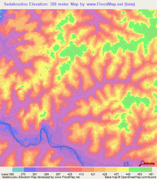 Sedakoudou,Guinea Elevation Map