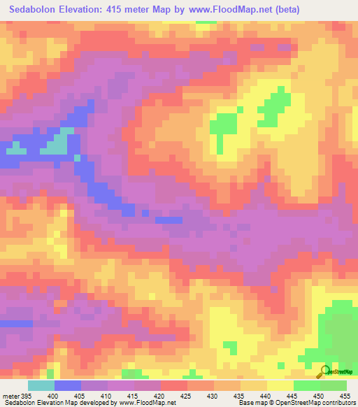 Sedabolon,Guinea Elevation Map