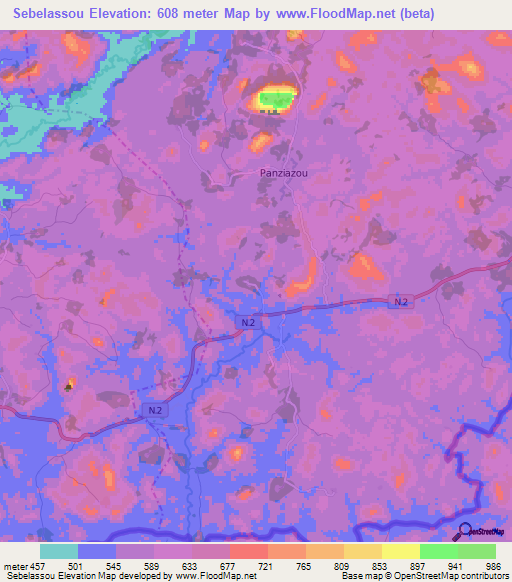 Sebelassou,Guinea Elevation Map