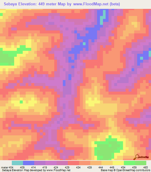 Sebaya,Guinea Elevation Map