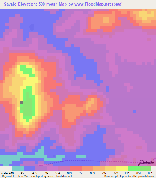 Sayalo,Guinea Elevation Map