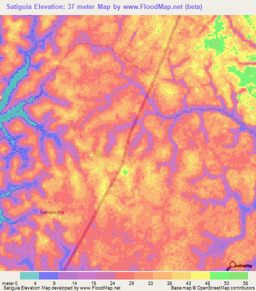 Satiguia,Guinea Elevation Map