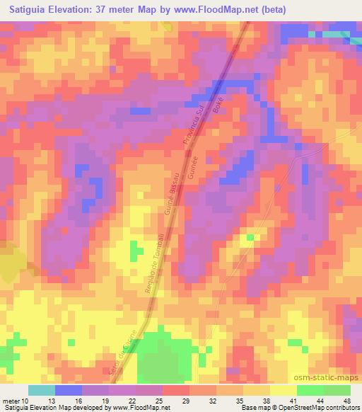 Satiguia,Guinea Elevation Map