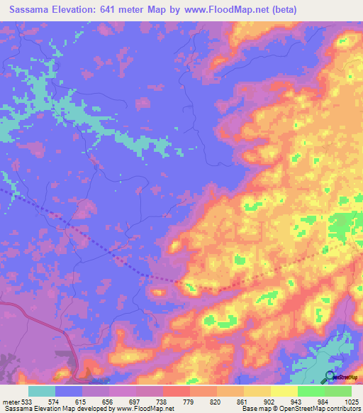 Sassama,Guinea Elevation Map