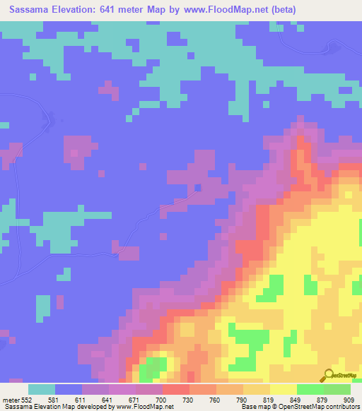 Sassama,Guinea Elevation Map