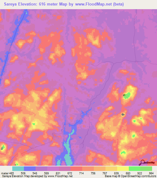 Sareya,Guinea Elevation Map