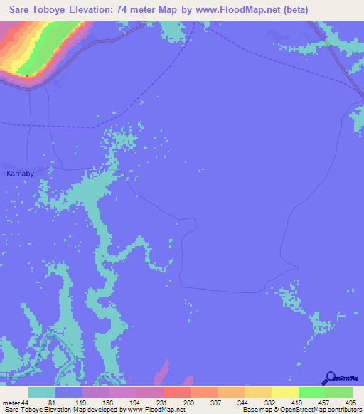 Sare Toboye,Guinea Elevation Map