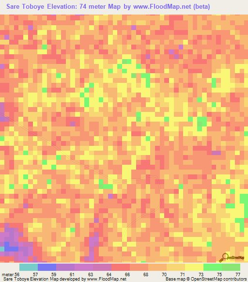 Sare Toboye,Guinea Elevation Map