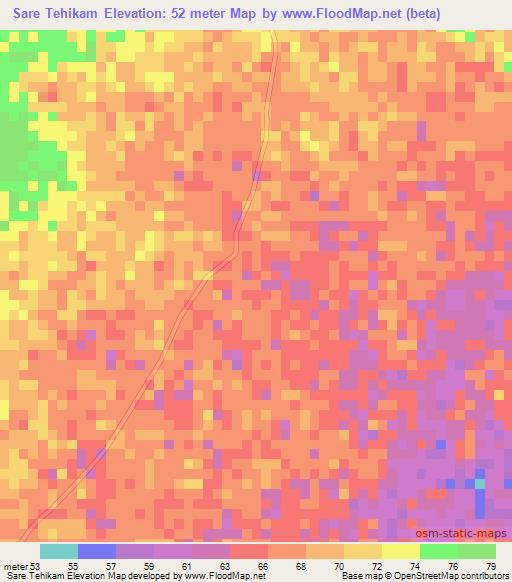 Sare Tehikam,Guinea Elevation Map