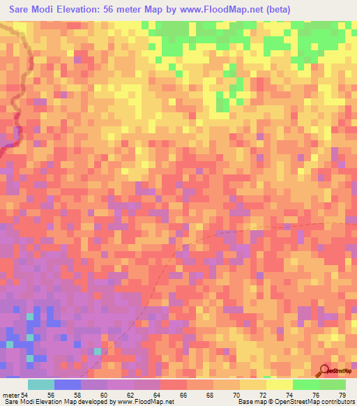 Sare Modi,Guinea Elevation Map