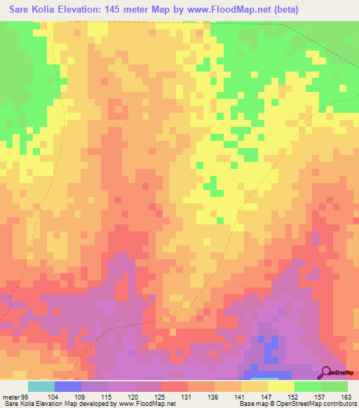 Sare Kolia,Guinea Elevation Map