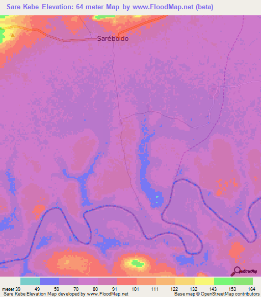 Sare Kebe,Guinea Elevation Map