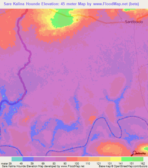 Sare Kalina Hounde,Guinea Elevation Map