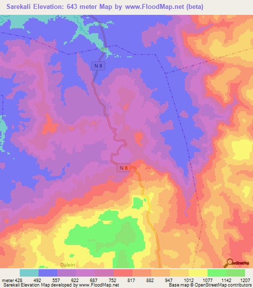 Sarekali,Guinea Elevation Map