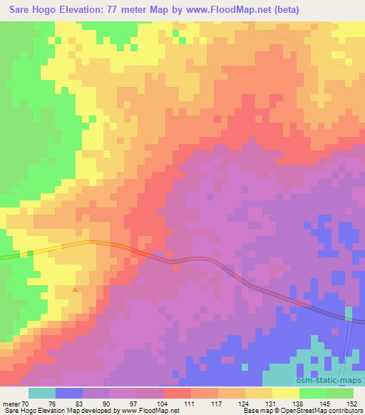 Sare Hogo,Guinea Elevation Map
