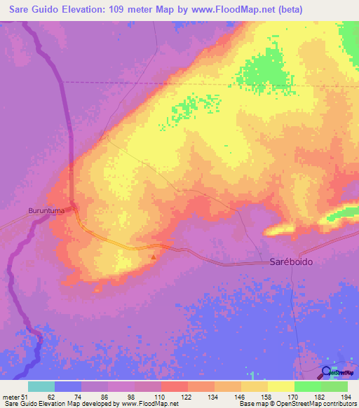 Sare Guido,Guinea Elevation Map