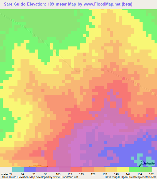 Sare Guido,Guinea Elevation Map