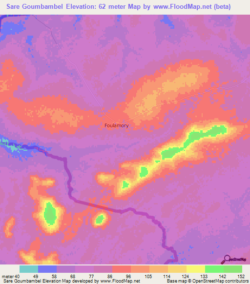 Sare Goumbambel,Guinea Elevation Map