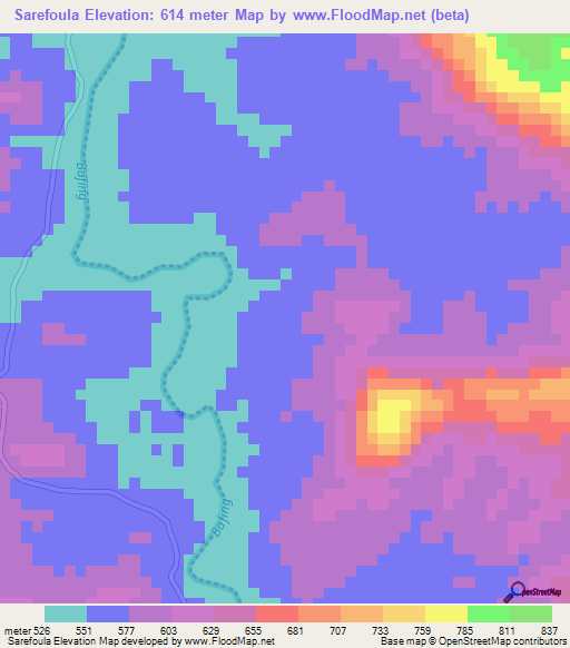 Sarefoula,Guinea Elevation Map