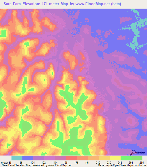 Sare Fara,Guinea Elevation Map