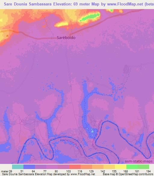 Sare Dounia Sambassara,Guinea Elevation Map