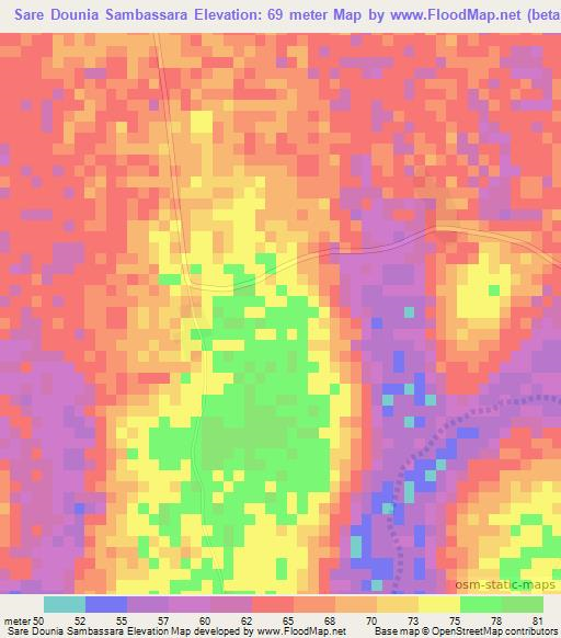 Sare Dounia Sambassara,Guinea Elevation Map