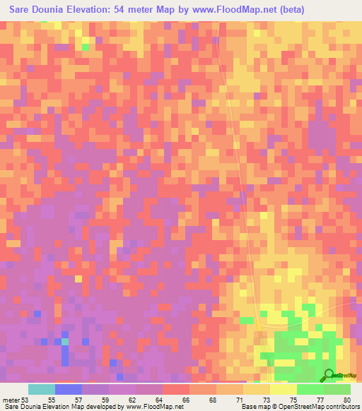 Sare Dounia,Guinea Elevation Map