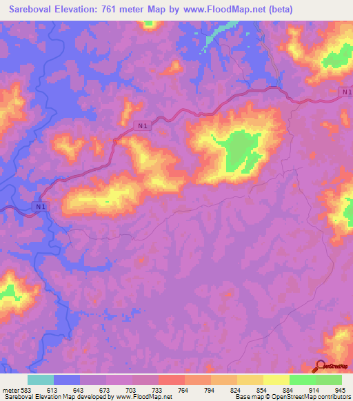 Sareboval,Guinea Elevation Map