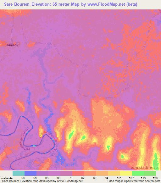 Sare Bourem,Guinea Elevation Map