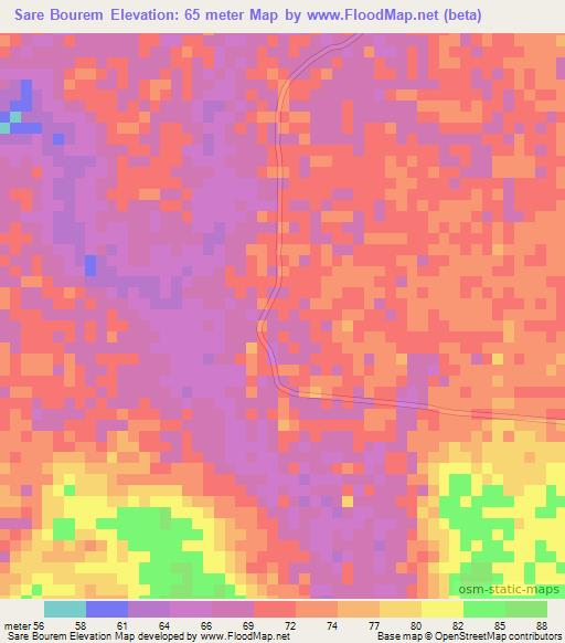 Sare Bourem,Guinea Elevation Map