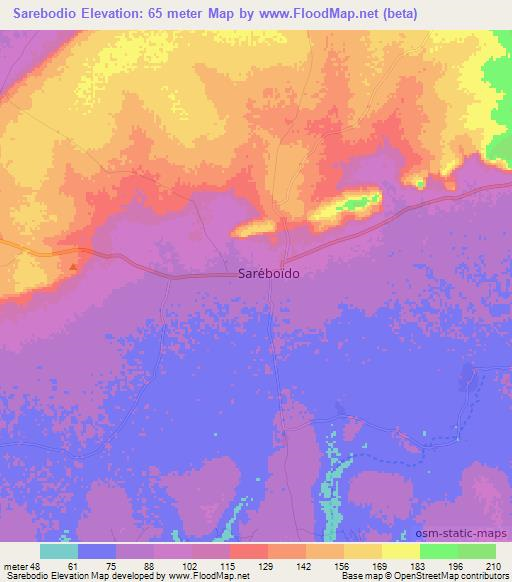 Sarebodio,Guinea Elevation Map