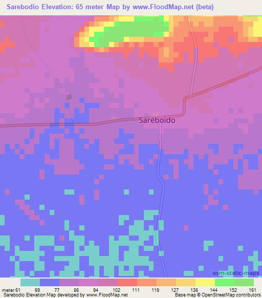 Sarebodio,Guinea Elevation Map