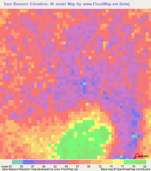 Sare Bessoro,Guinea Elevation Map