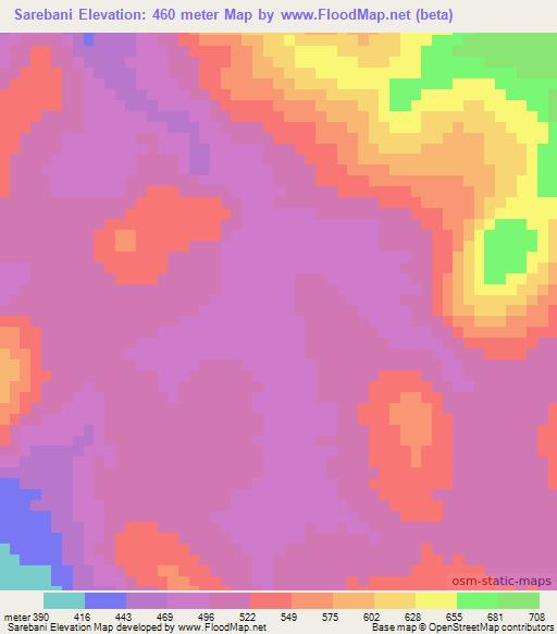 Sarebani,Guinea Elevation Map