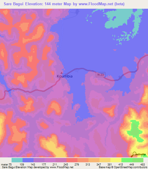 Sare Bagui,Guinea Elevation Map