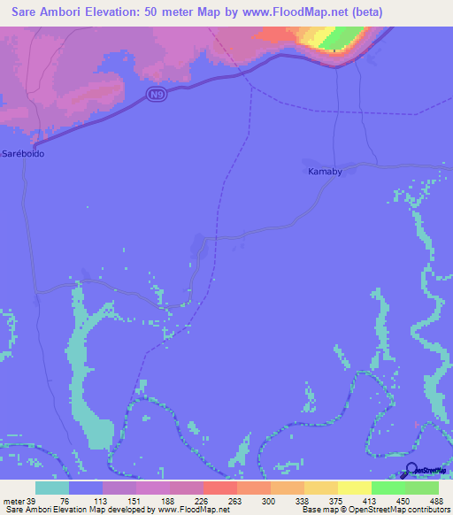 Sare Ambori,Guinea Elevation Map