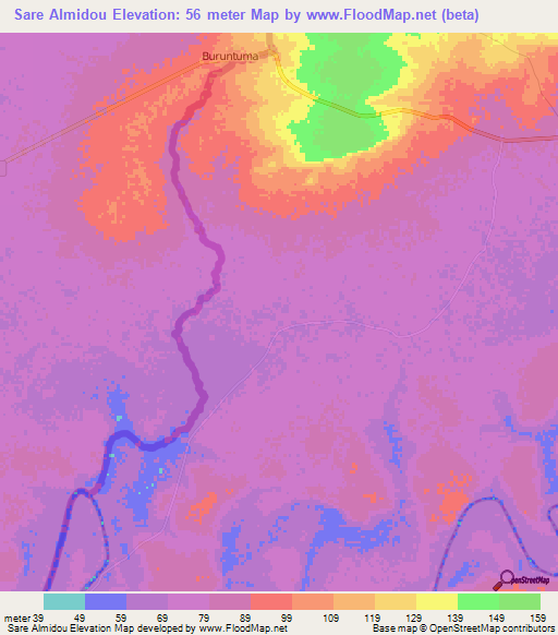 Sare Almidou,Guinea Elevation Map