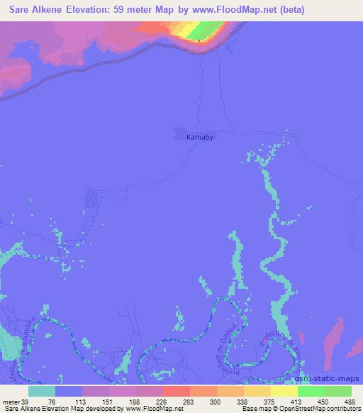 Sare Alkene,Guinea Elevation Map