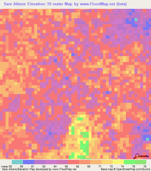 Sare Alkene,Guinea Elevation Map