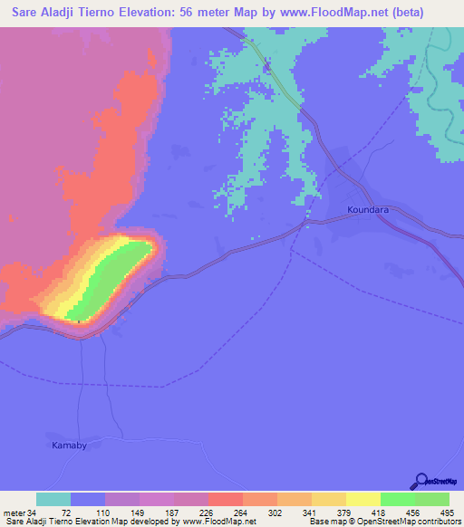 Sare Aladji Tierno,Guinea Elevation Map