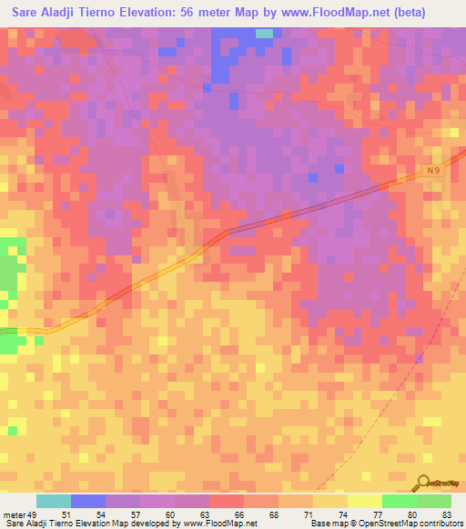 Sare Aladji Tierno,Guinea Elevation Map